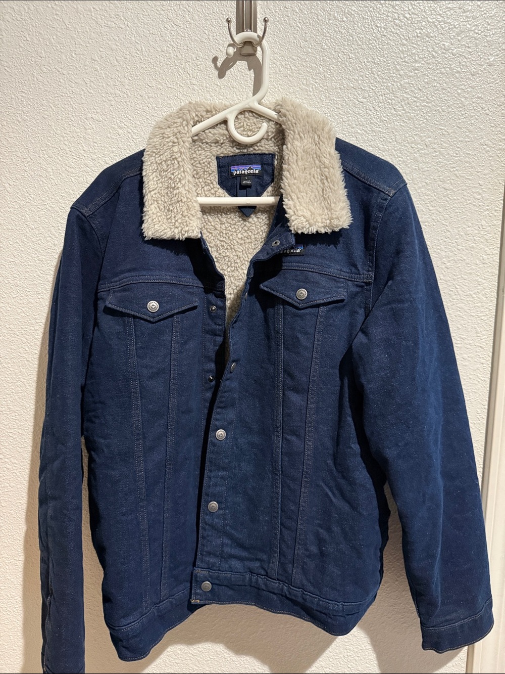 Patagonia Navy Sherpa-Lined Pea Coat
